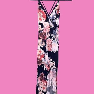 Source Unknown Floral Maxi Dress - Navy and Pink